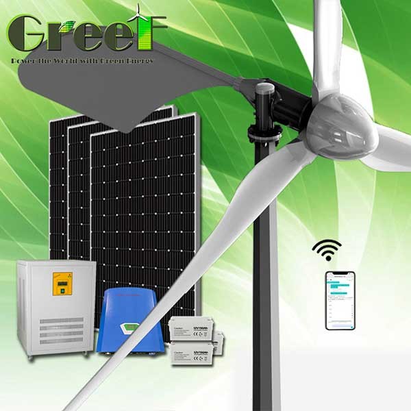 1KW 2KW 3 Phase Solar Wind Hybrid System Horizontal Wind Turbine Rooftop