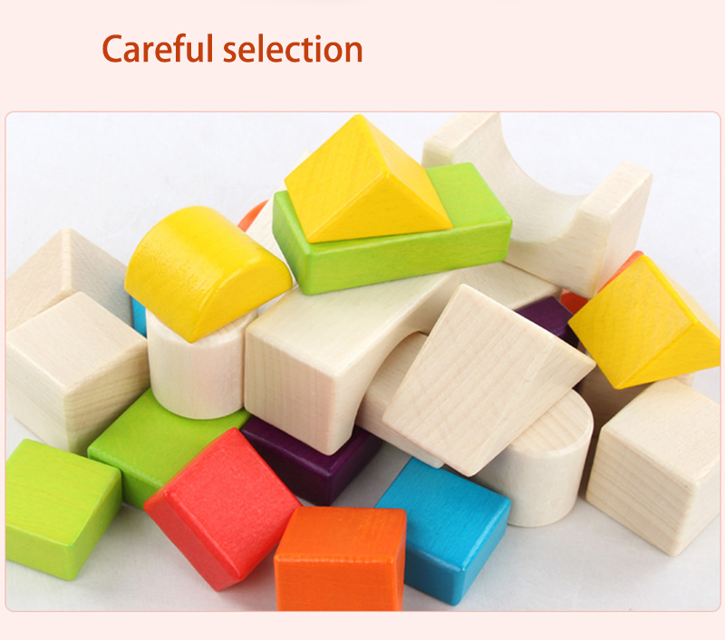 Big 15cm Castle Wooden Building Blocks Toy Stacking 30 Pieces