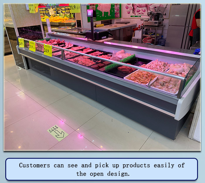 Cold Storage Meat Display Freezer 160L No Door Butcher Shop 0 - 5 ℃ Cooler