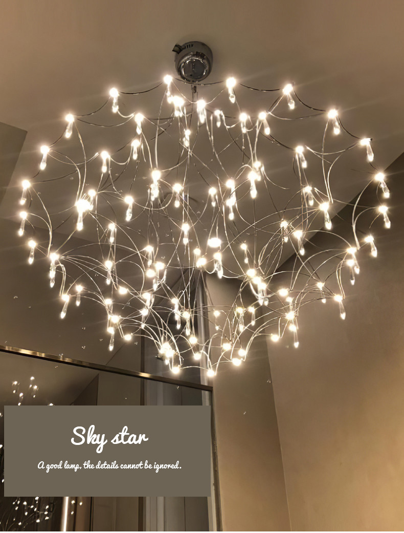 Modern Crystal Ceiling Chandelier Lighting Stainless Steel Fireflies Pendant Lamp nickel pendant light(WH-AP-542)