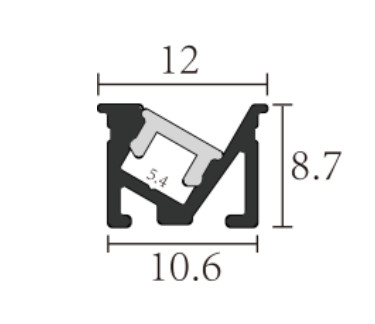 YD-A109 Recessed LED Profile For Cabinet 6063 T5 Aluminum Alloy 10*8.7mm Anodized Finish 1-3m Length