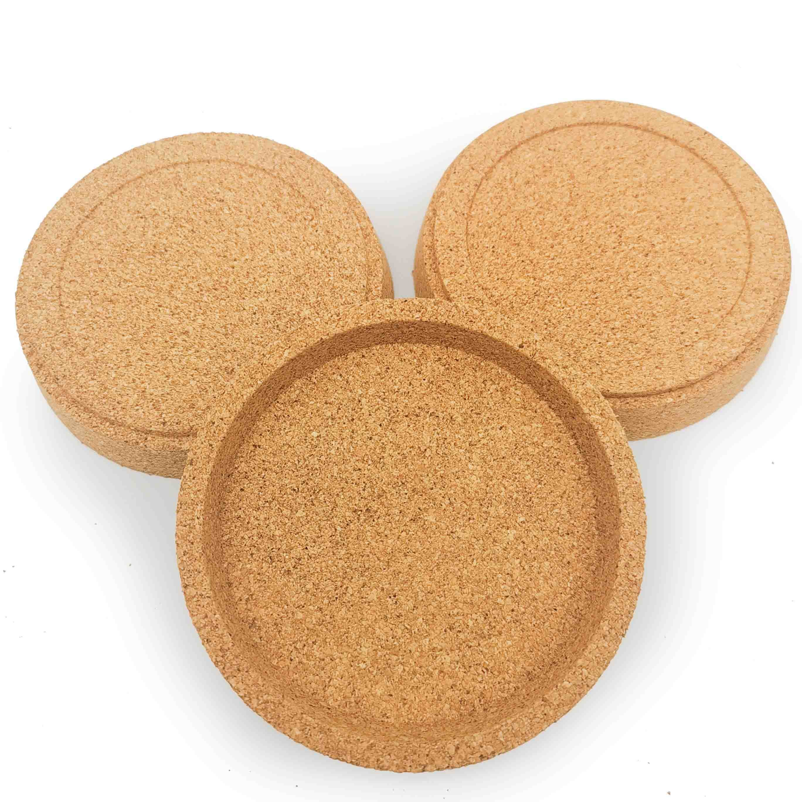 Natural Cork Coasters With Rim Bottom Base for Glass Coffee Cup