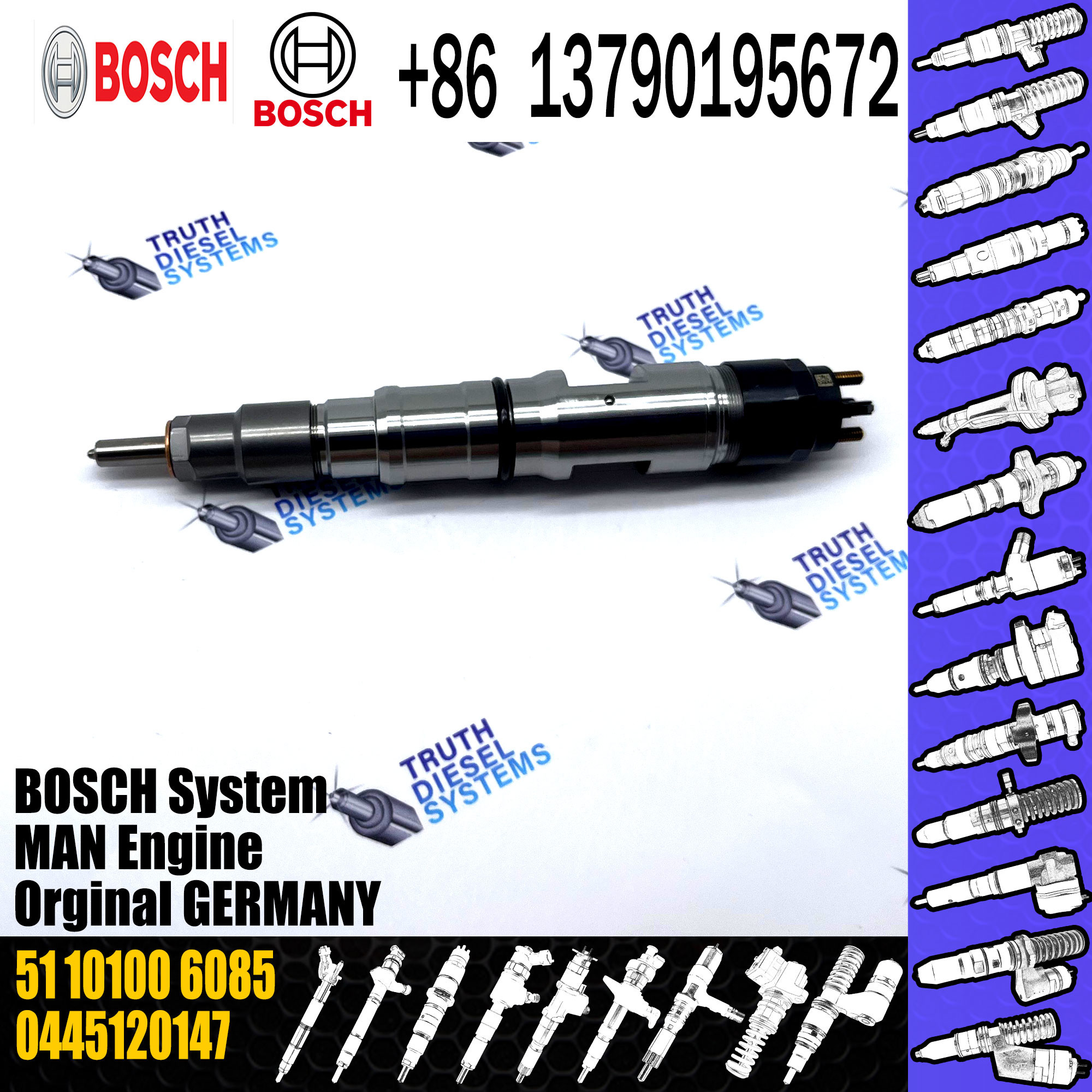 common rail injector 0445120147 0445120198 51101006085 51101006065 for MAN TGL TGM TGA Temsa diesel fuel injector