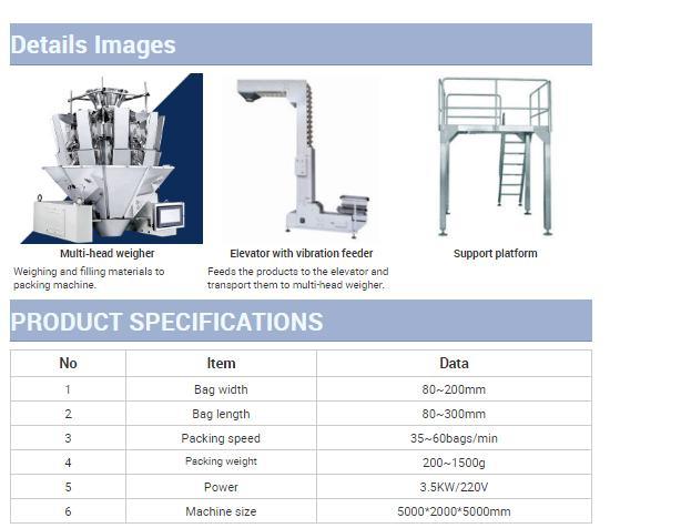2021 Hot Sell 200g 500g 1000g 1500g Gummy Candy Dried Fruit Coffee Bean Grain Candy Solid Granule Feeding Auto Packing Machine