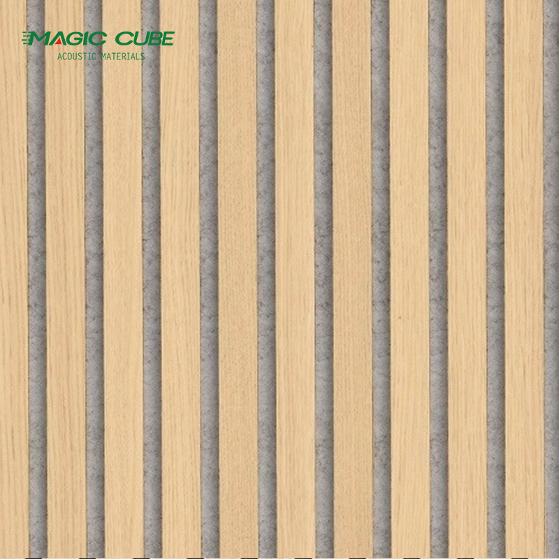 Natural Oiled Oak Veneer Acoustic Slat Wall Panel With Polyester Fiber Base