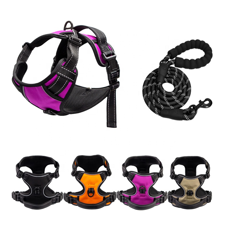 Padded Dog Harness Set Soft Durable No Pull Dog Harness Easy To Clean