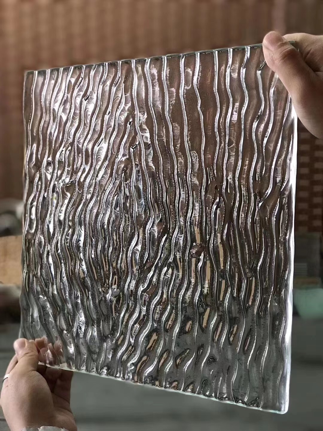 SAI SGCC Tempered Art Glass Custom Design Textured Fused Stained Hot Melt