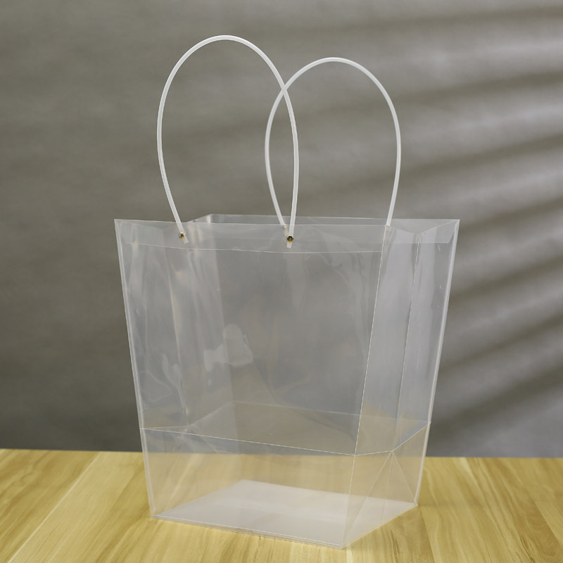 Flower shop transparent PP bag baking square wide bottom large size cake tote bag potted fruit gift packaging