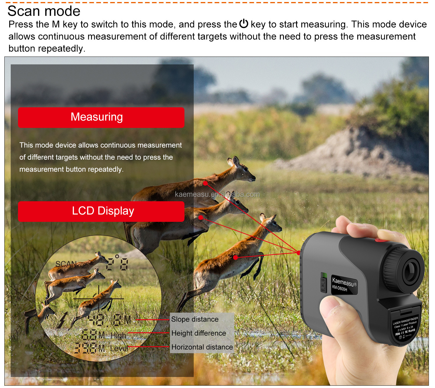 450m High Precision Rangefinder Golf Range Finder Distance Meter Laser Works Rangefinder