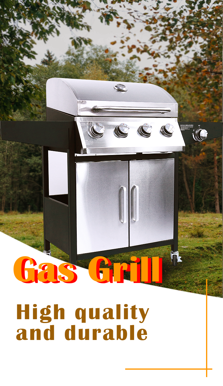 Outdoor Commercial Balcony Barbecue Gas Grill with Stainless Steel Portable Design