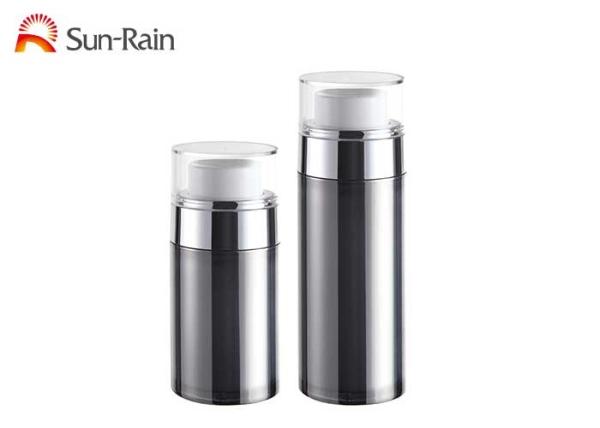 Plastic silver cosmetic vacuum bottle 30ml 50ml body cream care packaging