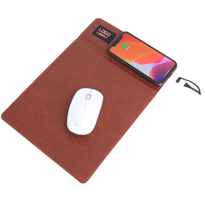 Magnetic PU Leather Wireless Charging Mousepad Desk Keyboard Mat