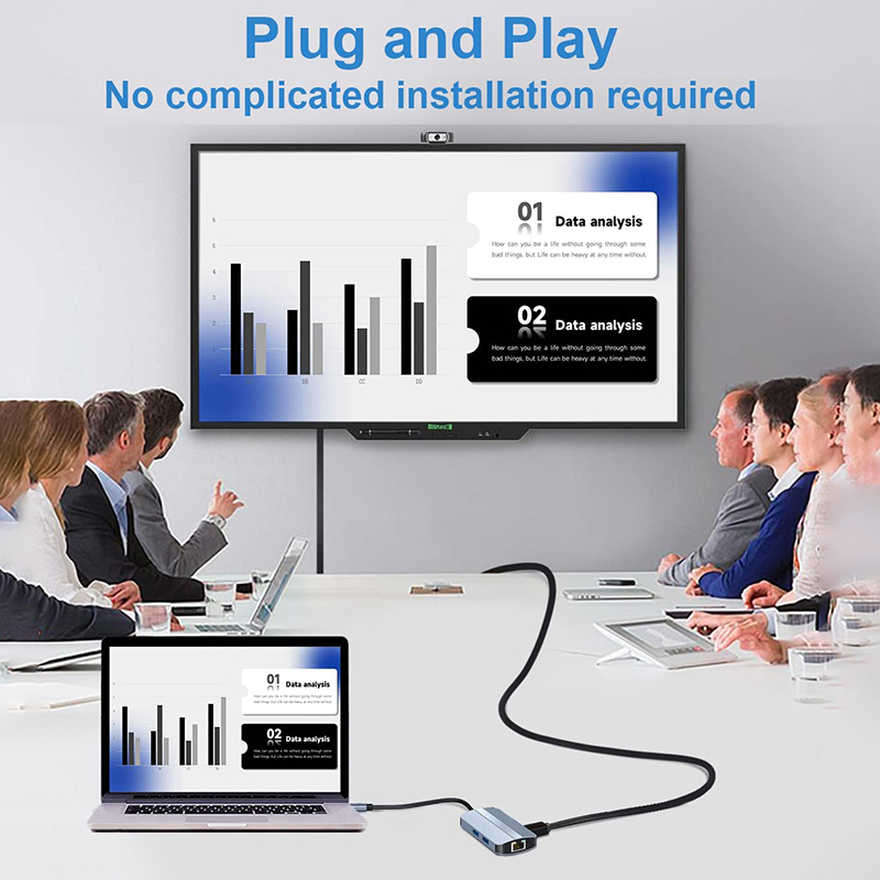12-In-1 USB C Adapter OEM Multiport Hub with 4K HDMI USB 3.0 RJ45 Lan Ethernet