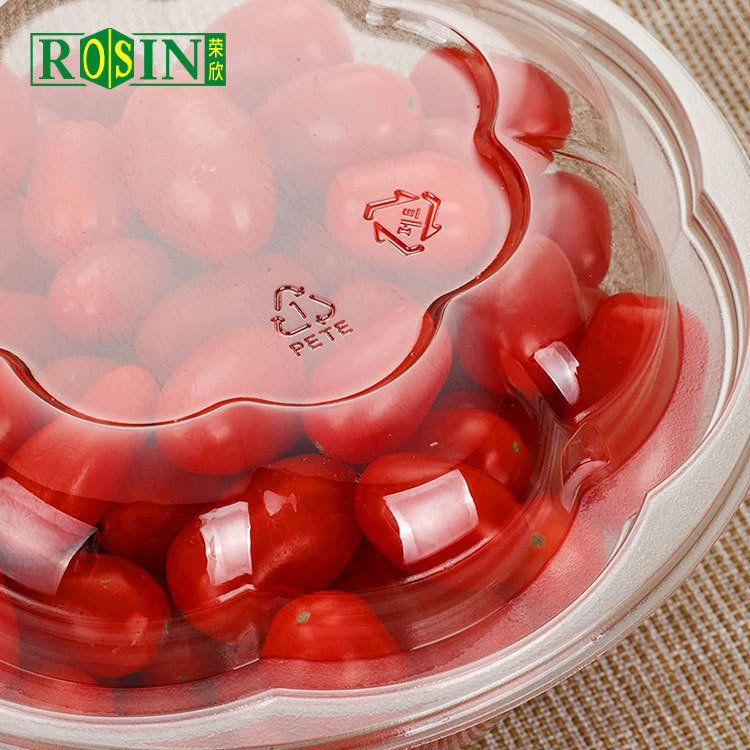 40oz Round PET Plastic Fruit Packaging Disposable Salad Containers With Lid