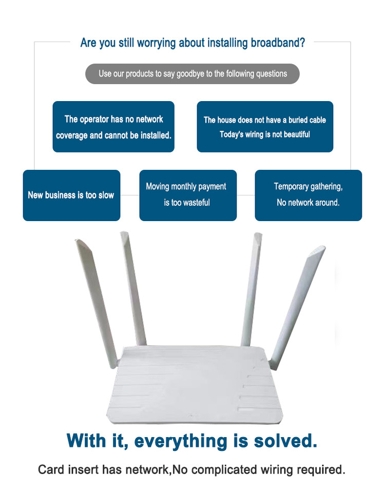 3 LAN / 1 WAN 4G Cpe Router 300Mbps 30 User MTK7620N Chip