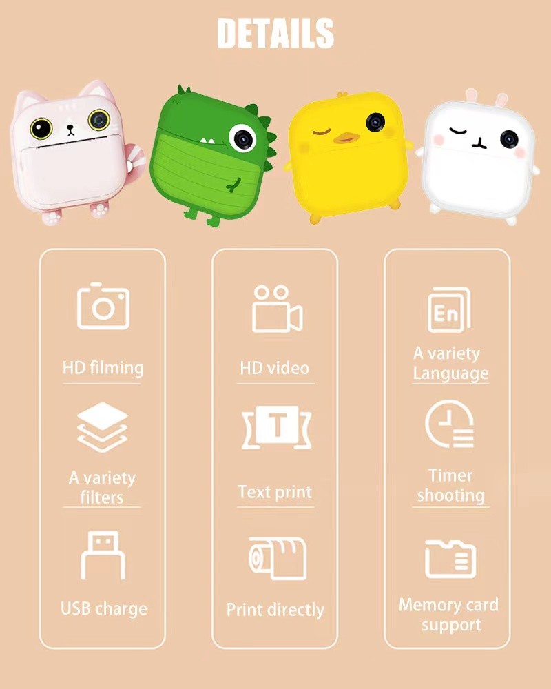 HD Filming M2 Kid Camera 1080p HD Resolution Built-In Games 4800W Pixel
