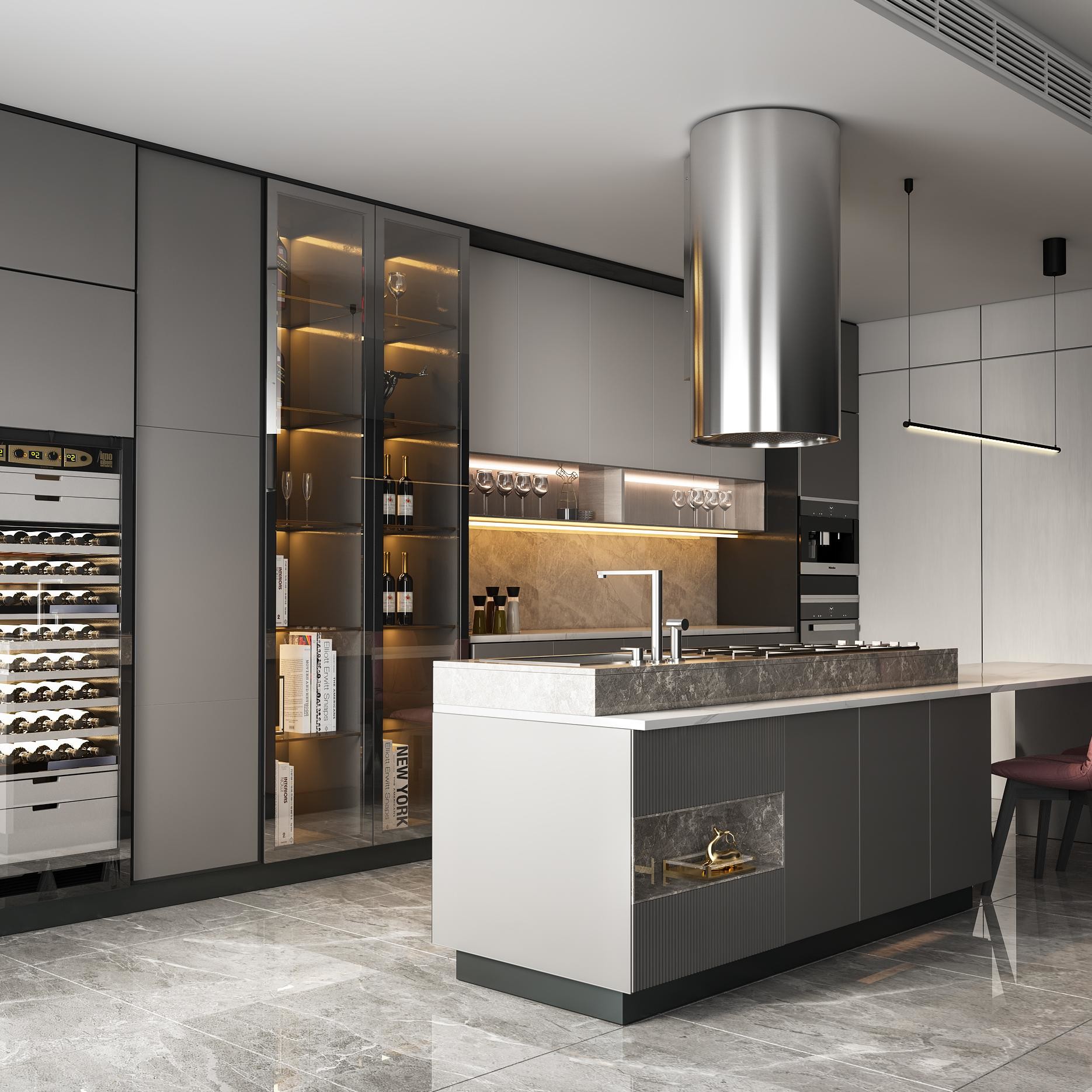 Villa Project Standard Full Wood Veneer Cuisine Luxury Smart Solid Wood Kitchen Cabinet For Contractors