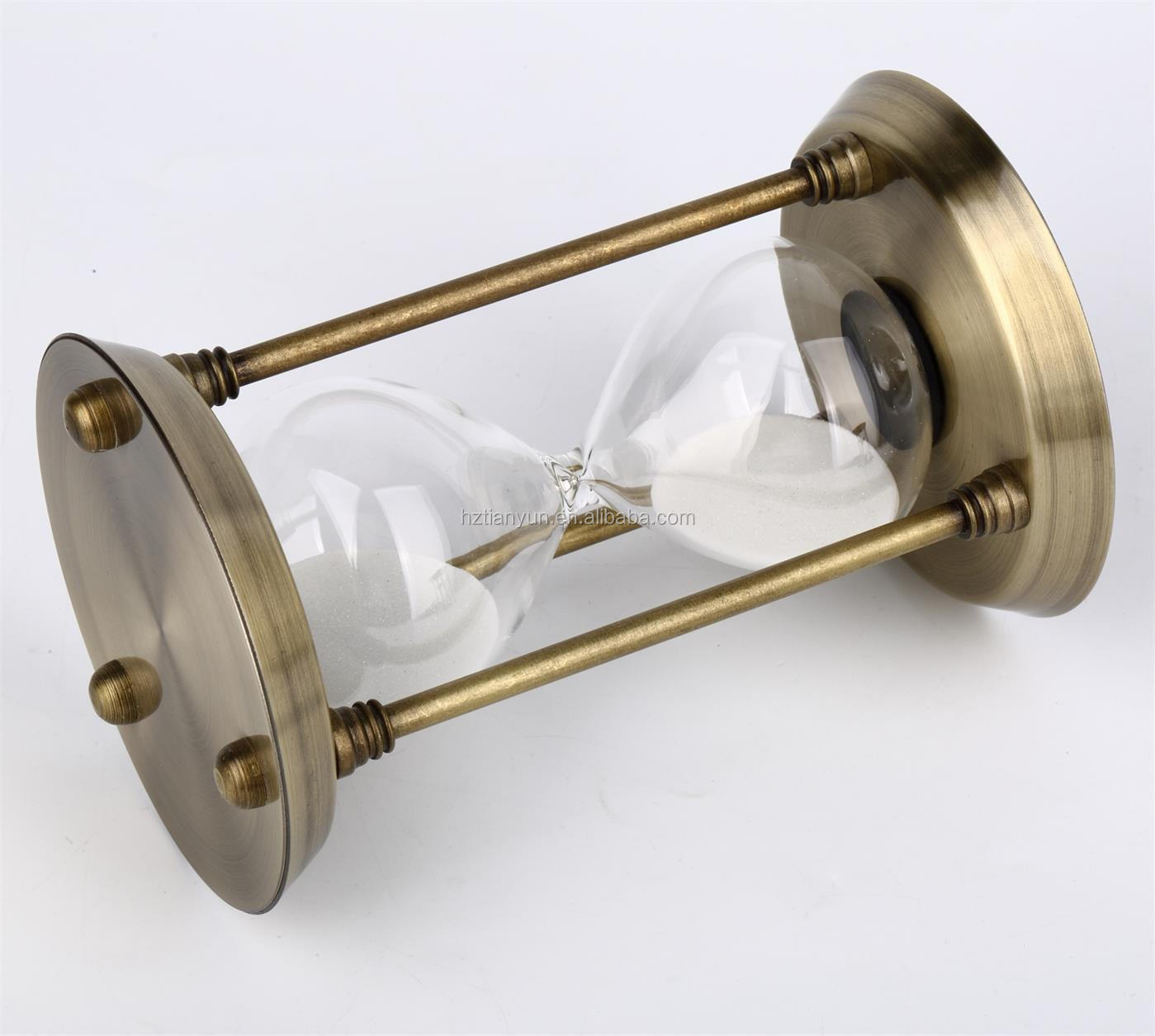 Antique Copper Metal Sand Timer Hourglass 3min 5min 30min For Gift