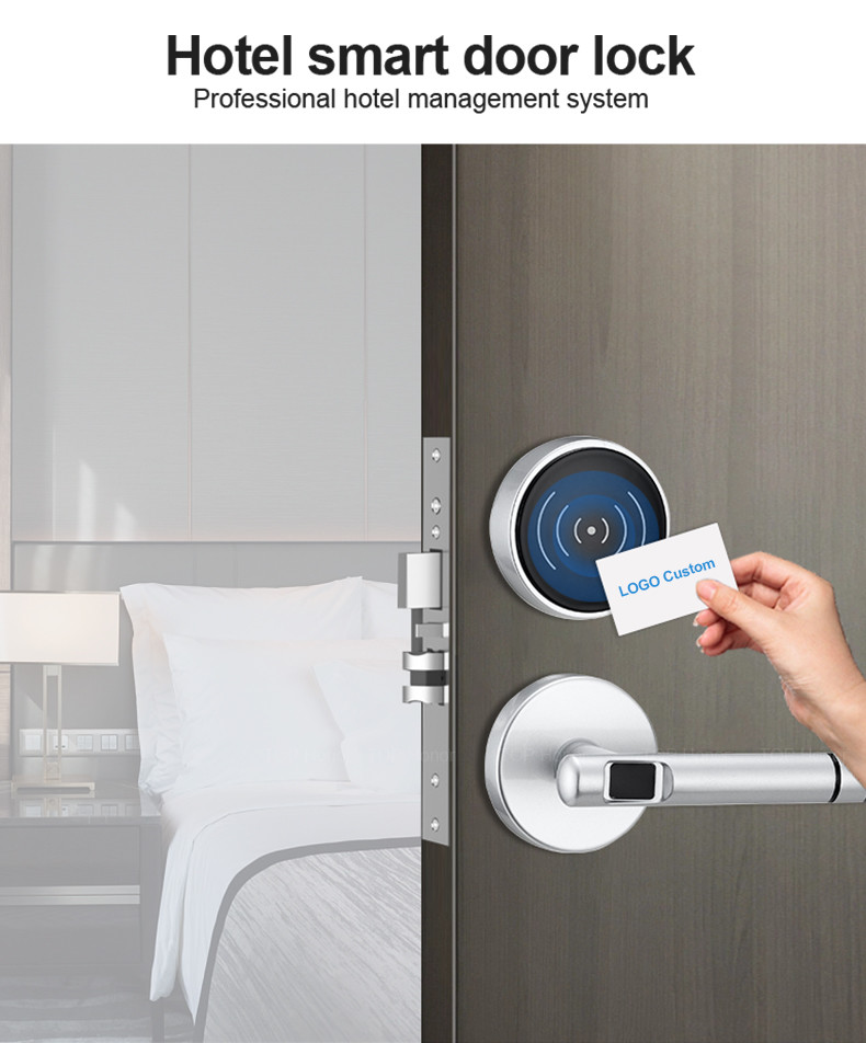 Digital Semiauto Handle Hotel Smart Locks Baking Vanish Aluminium Alloy Material