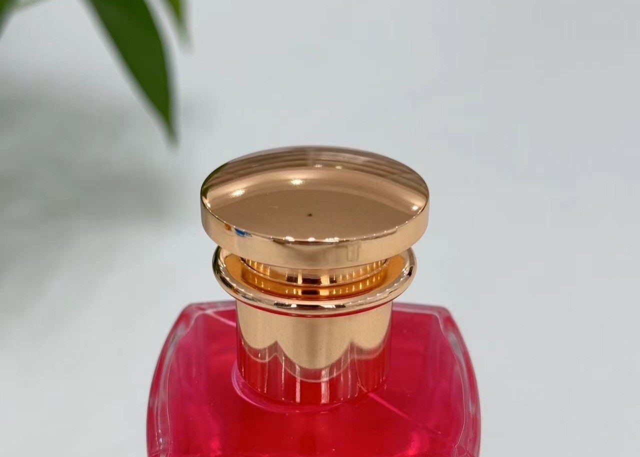 Shimmering T-Shaped Zamak Metal Perfume Cap Perfume Lids With Customized Color