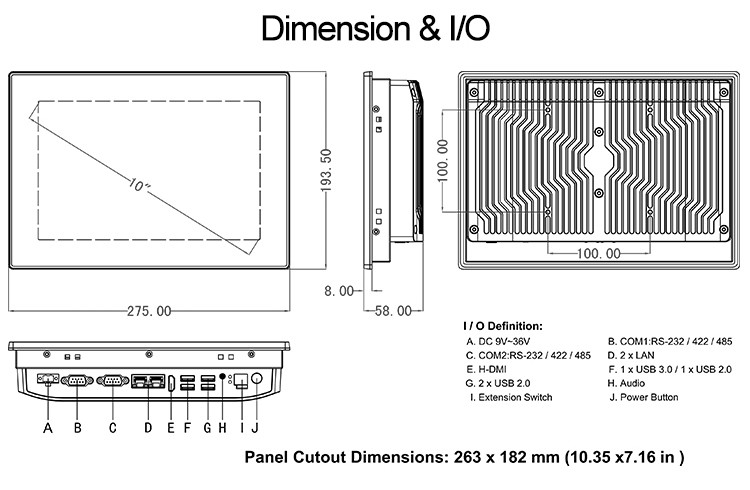 10 Inch Capacitive Touch Panel PC IP66 Front Waterproof Industrial PC