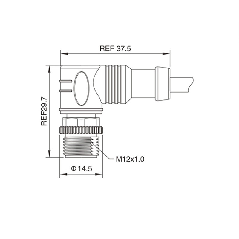 M12 Elbow 8 Pin Miniature Circular Connectors Waterproof Screw Thread Coupling
