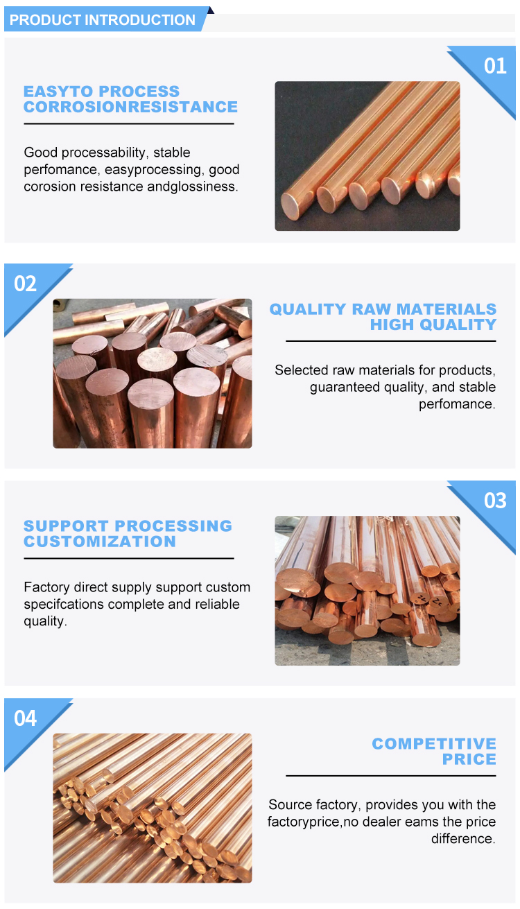Non-Alloy Cucr1 CW105C UNS C18200 Copper Rod Suppliers Raw Materials and Punching Processing Service