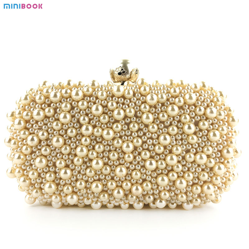 Special Crystals Beaded Pearl Clutch Evening Bags for Women's Wedding Celebrations
