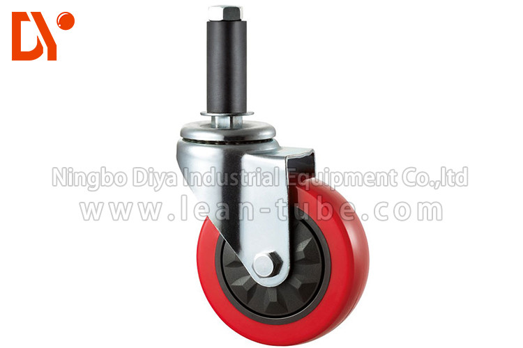 Black / Red Color Heavy Duty Casters , Anti Static Wheels Castors Flat Type