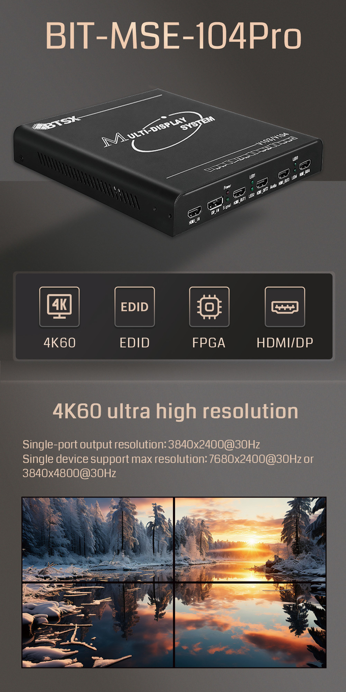 Multi-Screen Expander Video Wall Controller with HDMI/DP Input Bitvisus Edge Fusion Blending and Immersive Interaction