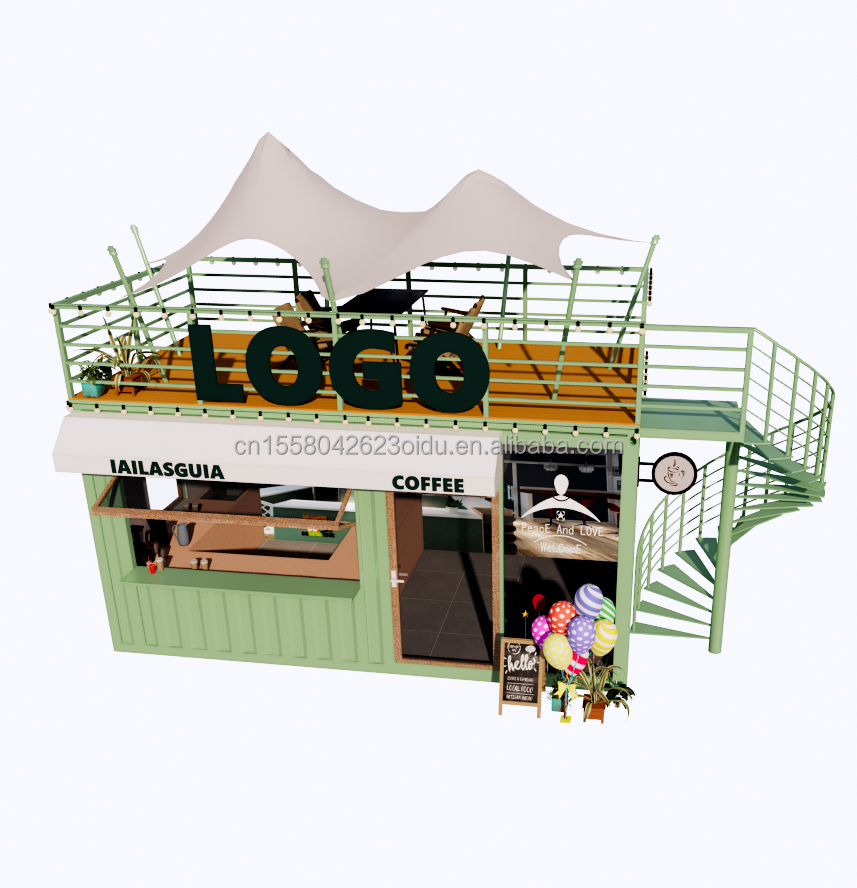 Galvanized Steel Bending 20ft Prefabricated Container for Customized Color Restaurant Cafe Coffee Shop Bar