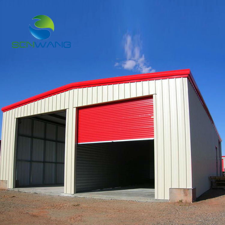 Low cost galvanized white-grey color prefabricated steel structure car garage