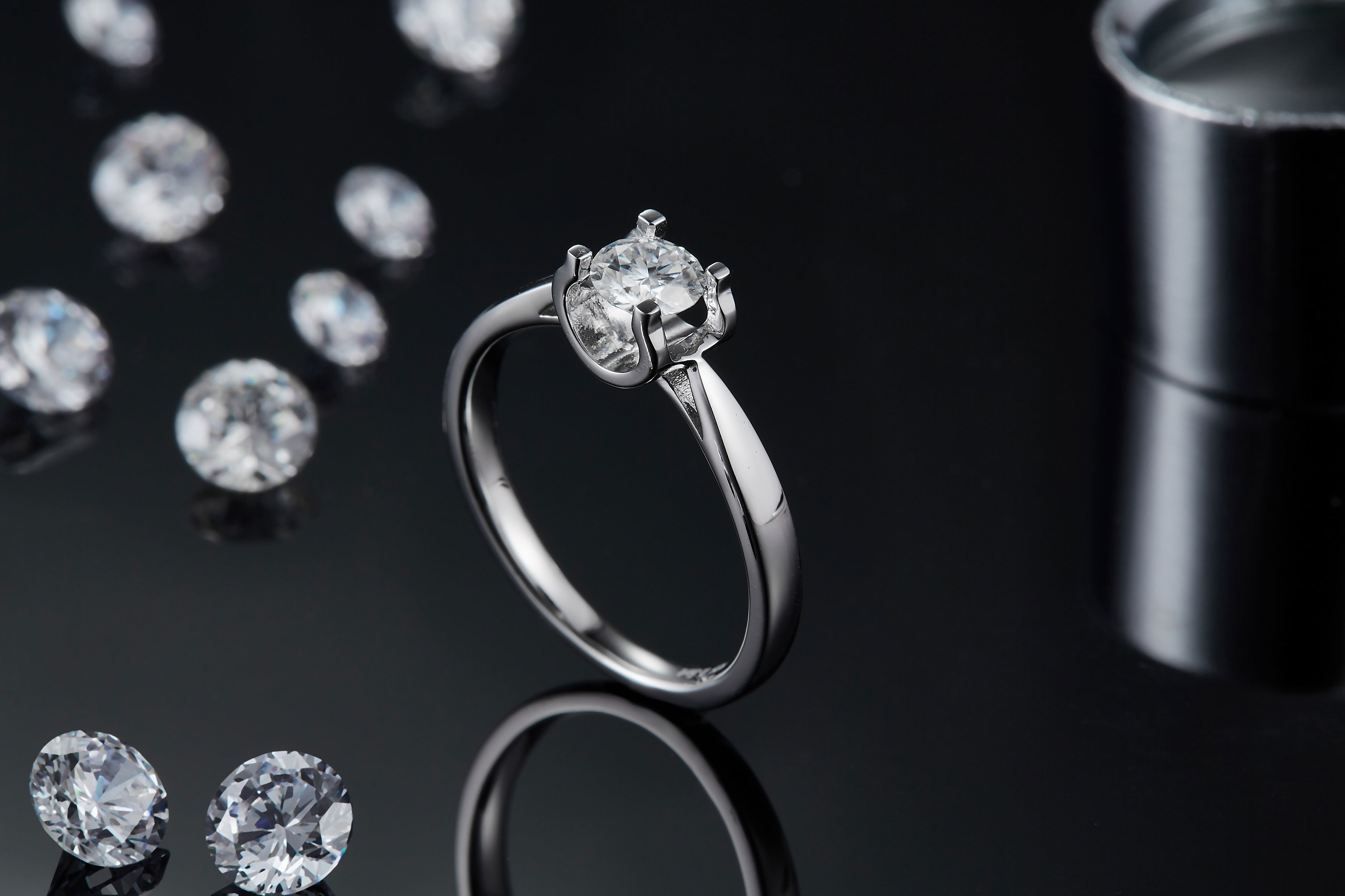 9K with Silver Ring Square White Moissanite Diamond Minimalist Wedding Jewelry