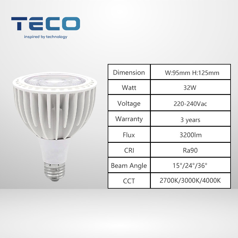 High Power PAR30 Led Bulbs Cool White 20 Degree Flood Light Bulb 4000K Ra90 Phase Cut Dimming