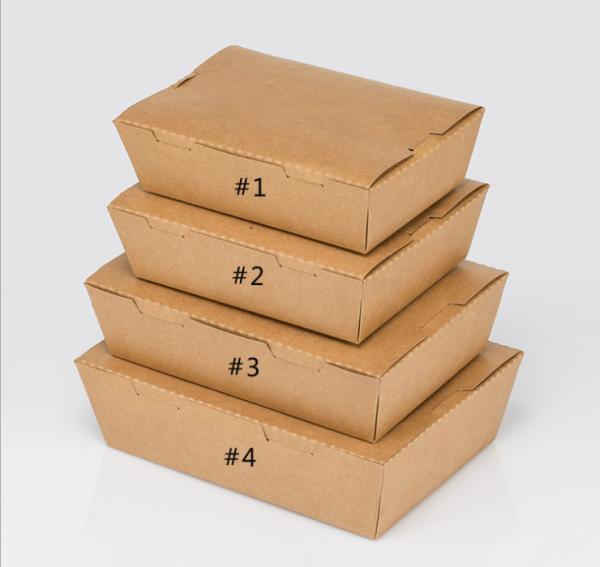 Rectangle Disposable White Kraft Printing Paper Borad Packaging Stand Up Lunch