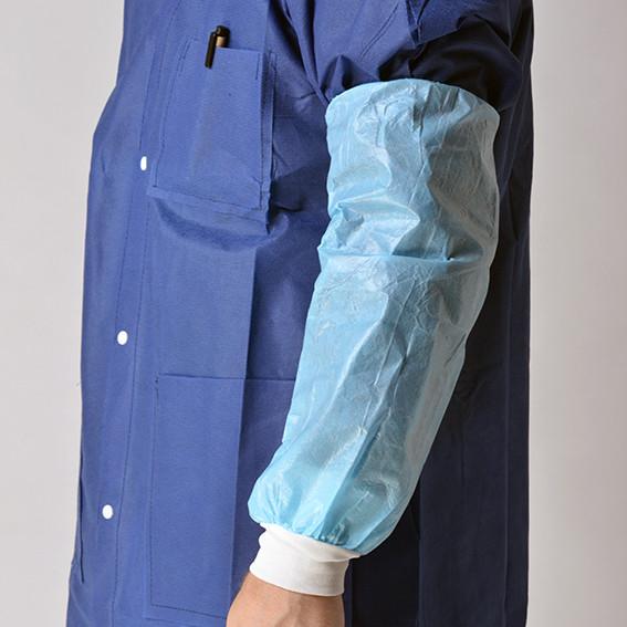 Blue Nonwoven Disposable Sleeve Covers Arm Protectors Oil Proof With Knitted