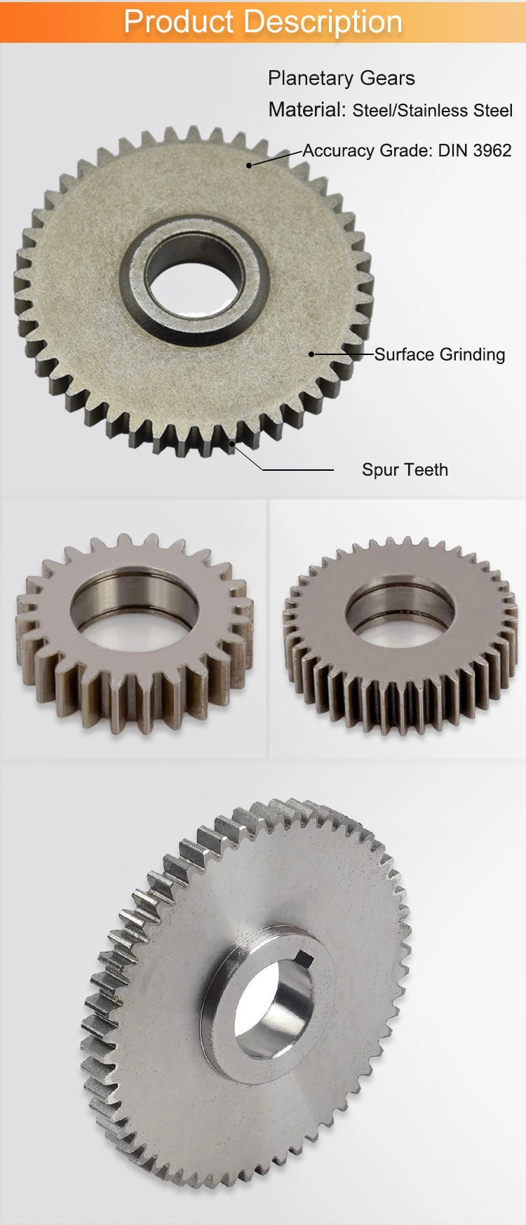 Main Drive Pinion Metal Spur Gear Casting Forged Steel Reducer Transmission Crane Spare Parts