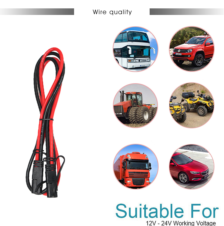 12V 24V SAE 2Pin Solar Power Cable Quick Disconnect Release Plug With PVC Jacket