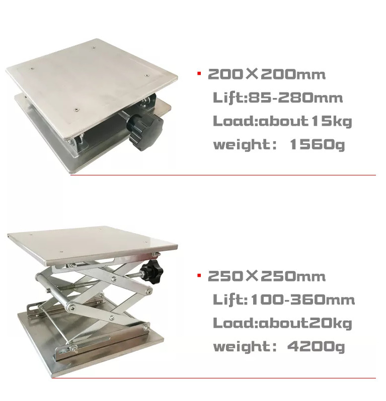 School Lab Stand Table Scissor Lift 250*250mm Manual Laboratory Scissor Lift