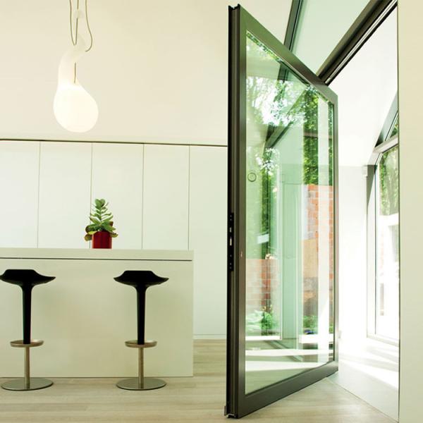 Aluminum Alloy Frame Luxury Design Laminated Tempered Glass Pivot Front Door in