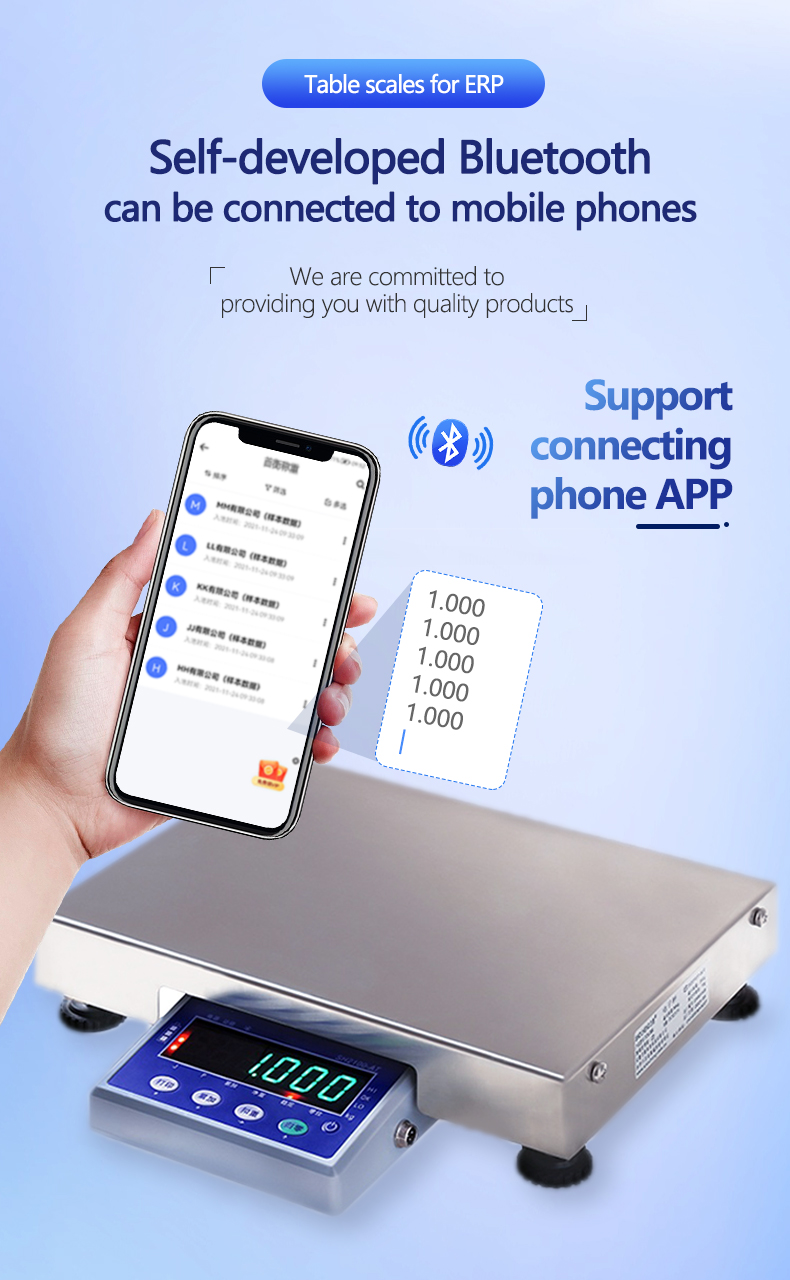 304 Stainless Steel Bluetooth Electronic Table Scale AT-Y 30kg for Precise Weighing