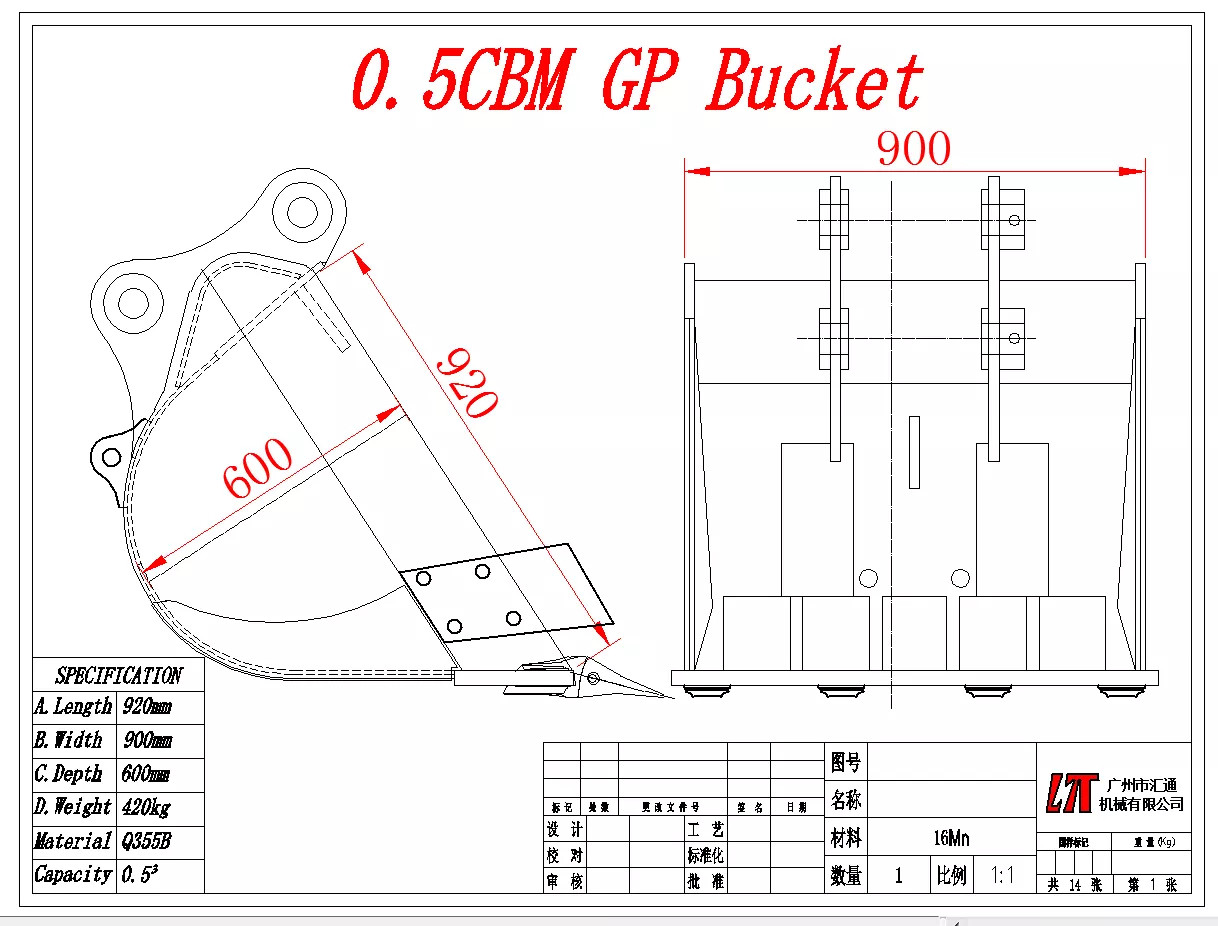 Wide Excavator General Purpose Bucket SK 200-8 Excavator GP Bucket