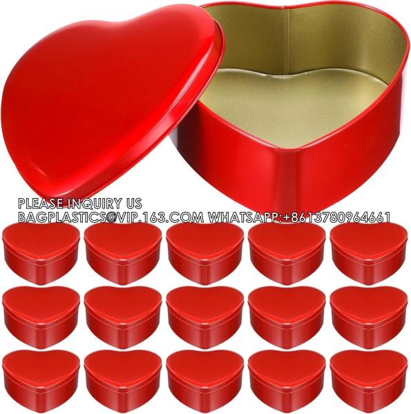 Red Heart Shaped Metal Tins With Lids Valentine'S Day Candy Boxes Biscuits Jar