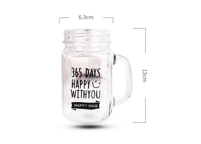 480ml Antique Glass Bottles With Straw Handle Transparent Cover