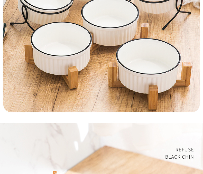 Custom Ceramic Custom Pet Bowls Feeders Rounded Shape With Shelf
