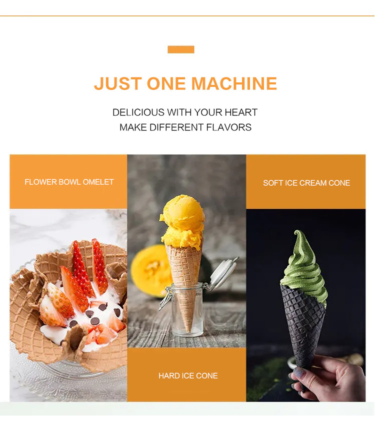 Electric Waffle Ice Cream Cone Making Machine For Restaurant