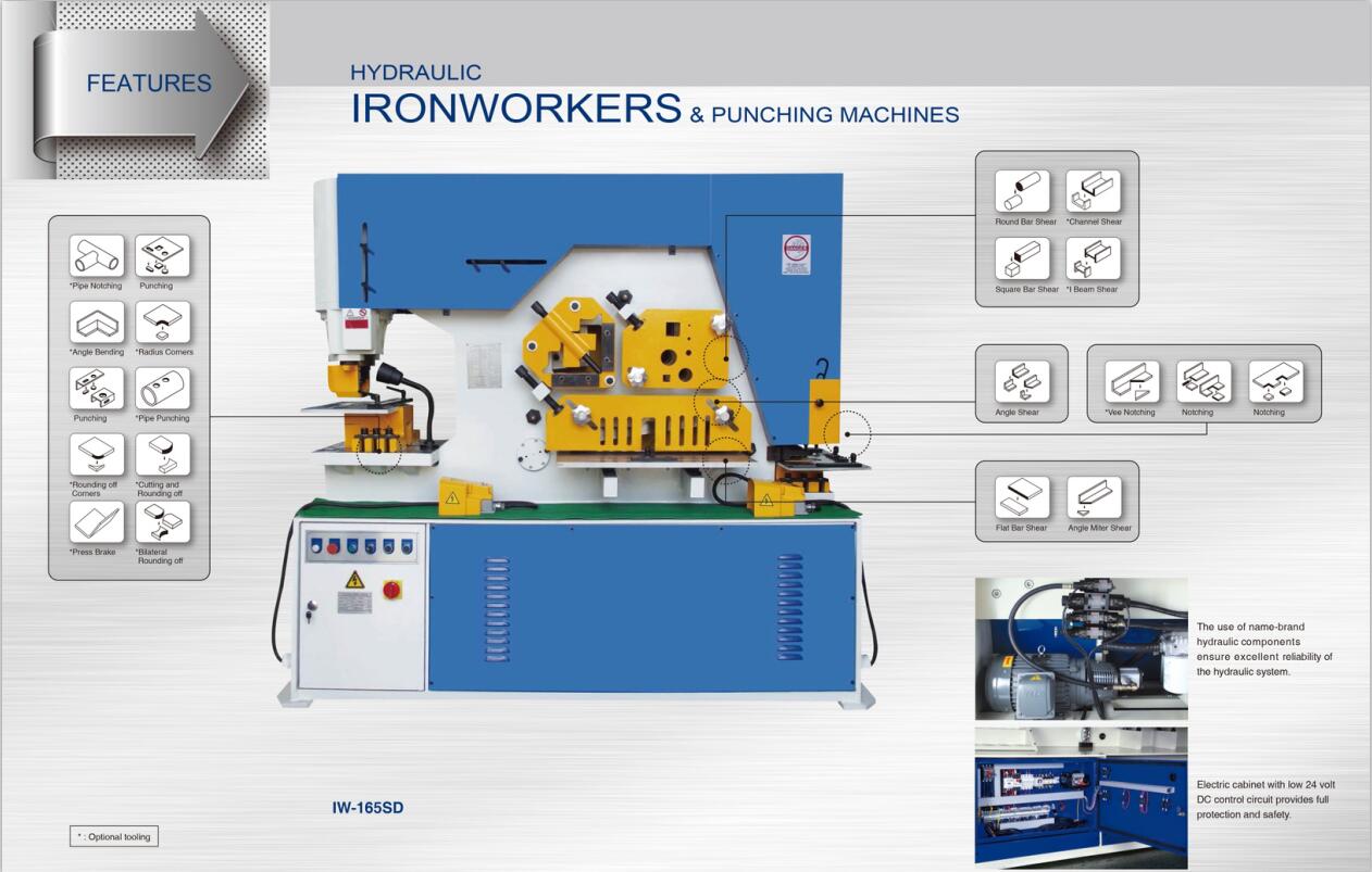 IW-125SD Punch Press And Shear 125Ton Iron Work Machine 310mm