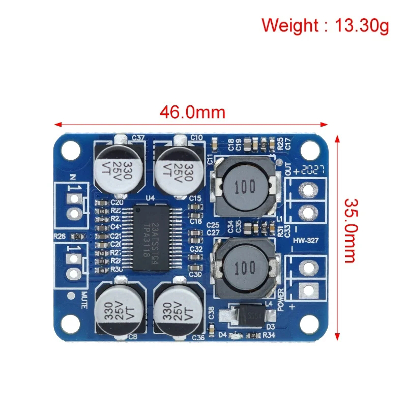 TPA3118 60W Mini Home Amplifier Board for DC 12-24V Plastic Material Audio Power Amp