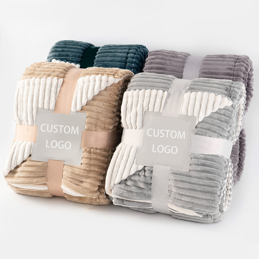 200x230cm Knitted Polyester Reversible Blanket for Home Textile