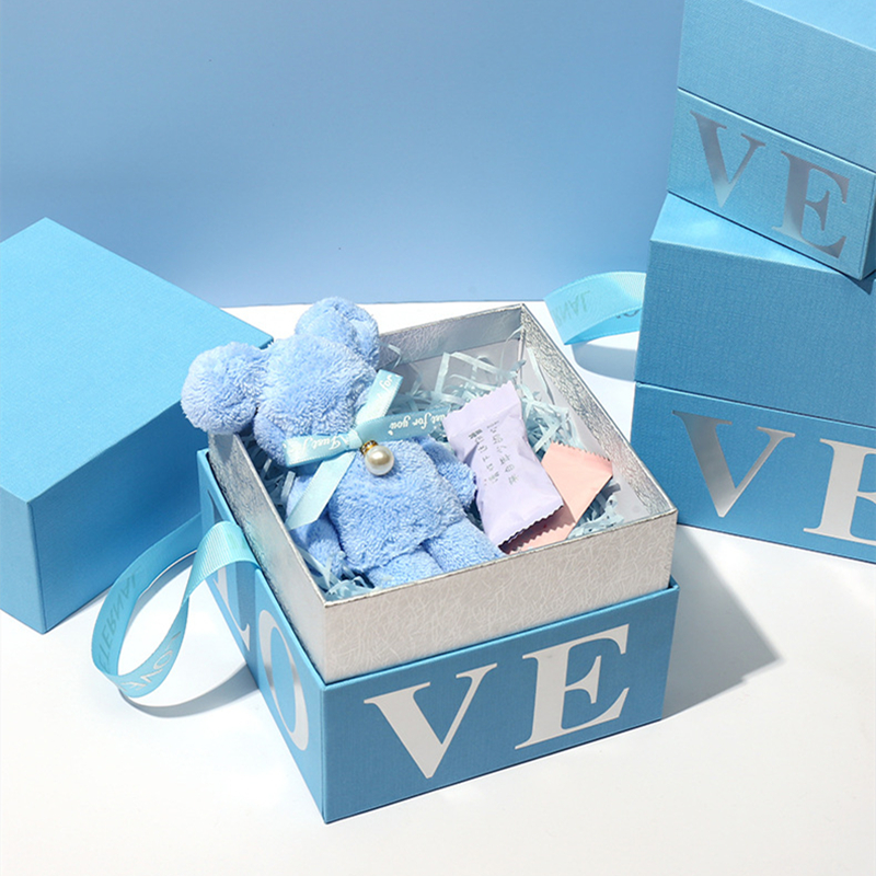 Portable Xmas Packaging Boxes Paper Lid for Valentines Gift 10x10x10